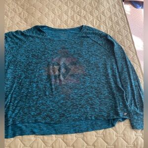 American Eagle Teal Patterned Long Sleeve Lightweight Sweater